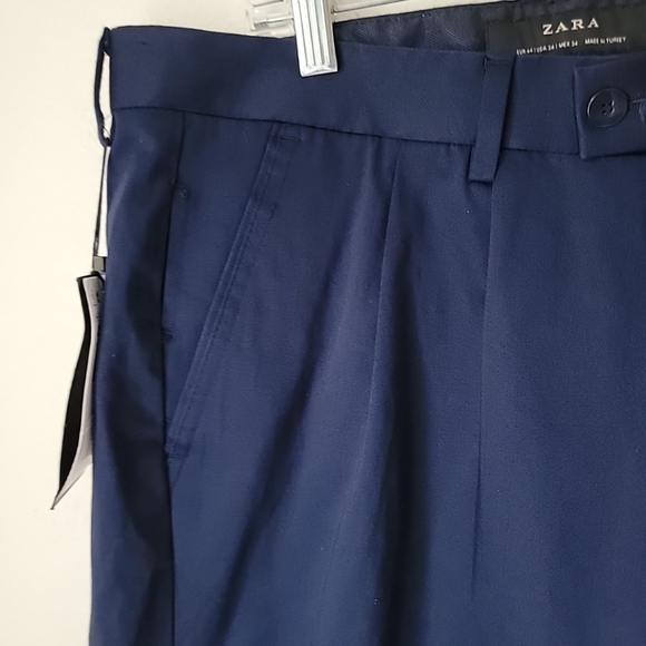 Zara Mens Navy Blue Cotton Shorts - Picture 5 of 8
